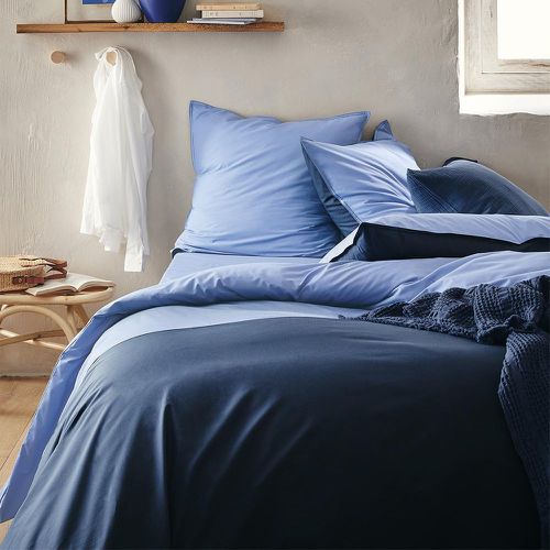 Housse de couette bicolore en percale coton 240x220 cm, Made in France, Rendez-Vous Olympe / nuit - Essix - Modalova