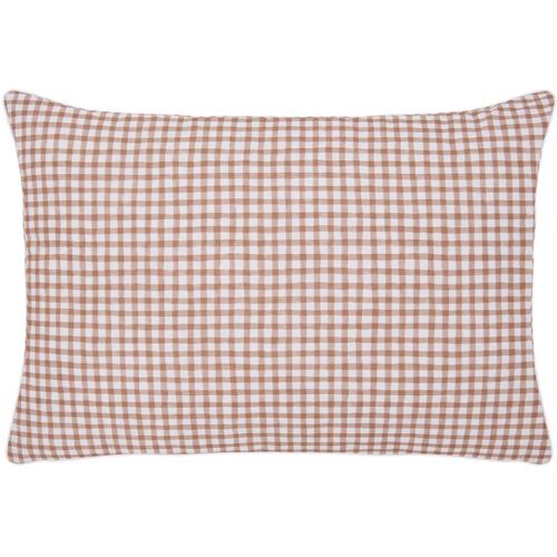 Housse de coussin 40x60cm imprimé en percale de coton, Made in France, VICHY, dune - Essix - Modalova