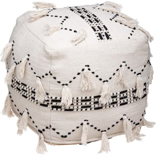 Pouf Tissu Blanc Terre - 3S. x Home - Modalova