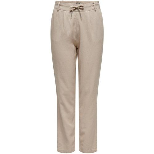 Pantalon Finitions cordon de serrage beige en lin - Only - Modalova