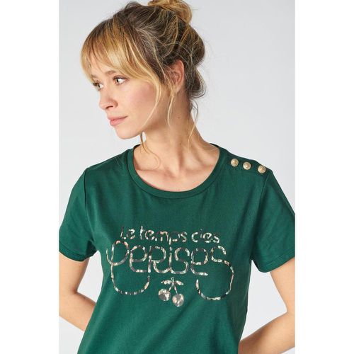 Tee-Shirt OULIA vert en coton - Le Temps des Cerises - Modalova