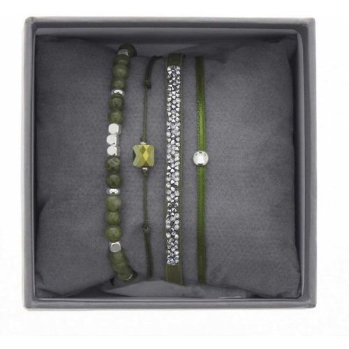 Bracelet A38627 - Bracelet Tissu Vert Cristaux Swarovski - Les Interchangeables - Modalova