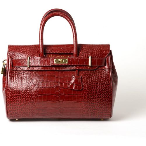 Sac à main cuir de buffle façon croco carmin - Mac Douglas - Modalova