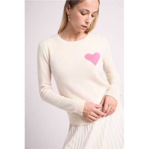 Pull col rond love heritage ZAPHIRA en cachemire et c?ur rose - Maison Héritage - Modalova