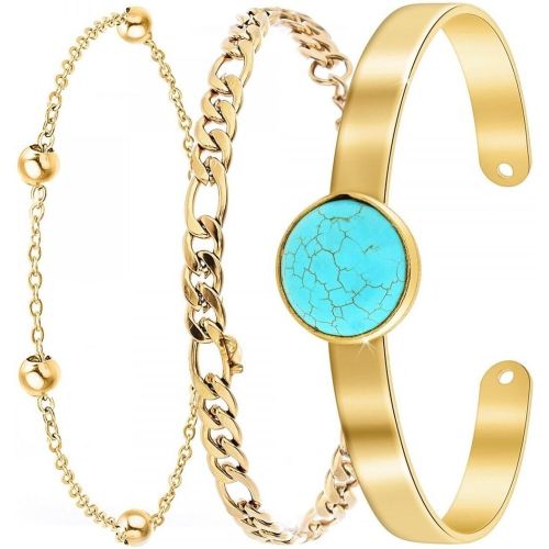 Bracelet So Charm - B2371-DORE+B2384-DORE+B2494-TURQUOISE - Bracelets Mode Dorés - So Charm Bijoux - Modalova