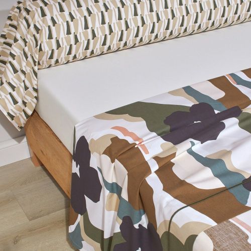 Parure drap plat 240 x 300 cm + 2 taies 65 x 65 percale POP Bronze - Blanc des Vosges - Modalova