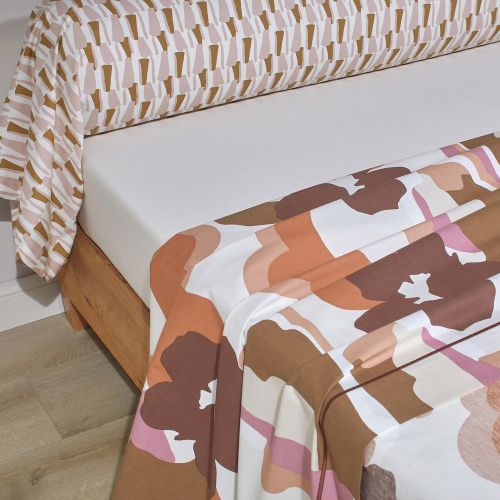 Drap plat percale POP TERRA COTA - Blanc des Vosges - Modalova