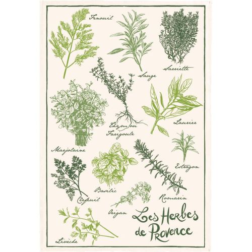 Torchon Imprimé Les herbes de provence Ecru 48 x 72 - Winkler - Modalova