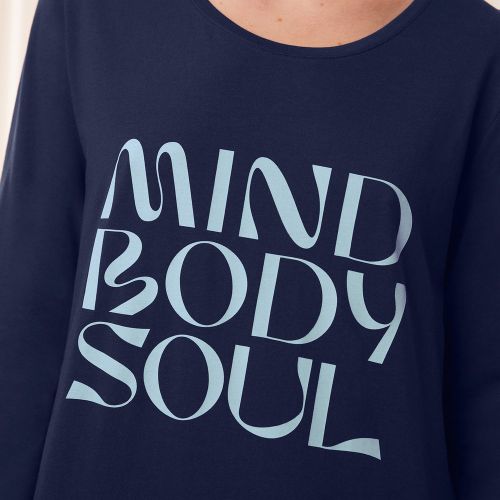 Chemise de nuit manches longues en coton bleu - Triumph - Modalova