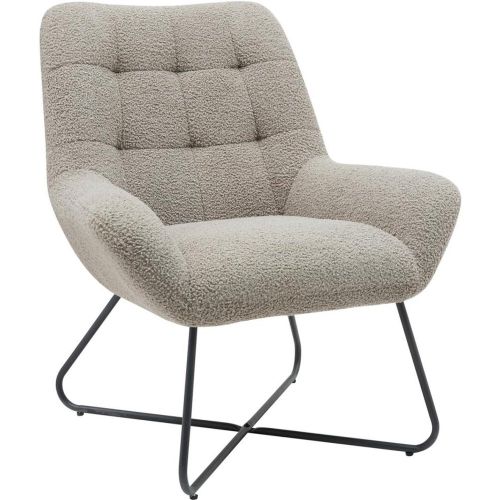Fauteuil tissu effet laine bouclette foncé - Zago - Modalova