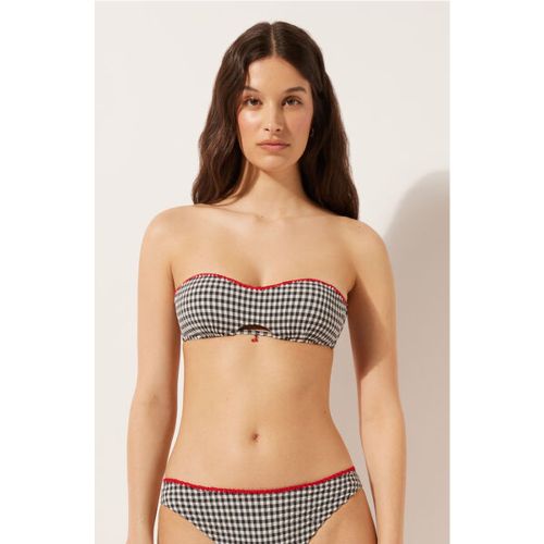 Haut de maillot bandeau rembourré Cherry Vichy Taille 36 - Calzedonia - Modalova