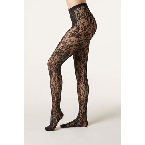 Collant en résille dentelle fleurie Taille XS/S - Calzedonia - Modalova