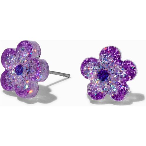 Clous d’oreilles acrylique fleurs violettes - Claire's - Modalova