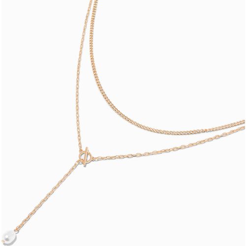 Collier multi-rangs en Y avec chaîne et pendant en perles d’imitation couleur - Claire's - Modalova