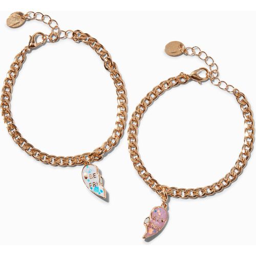 Bracelets de chaîne gourmette cœur fendu qui changent de couleur en fonction de l’exposition aux UV Best Friends - Lot de 2 - Claire's - Modalova