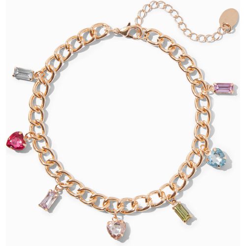 Bracelet de cheville chaîne à maillons gourmette couleur breloque strass - Claire's - Modalova