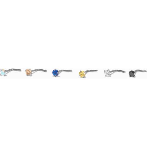 Clous de nez 0,8 mm avec zircon cubique coloré en titane - Lot de 6 - Claire's - Modalova