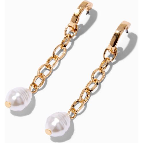 Boucles d’oreilles huggies 5 cm chaîne couleur et perles d’imitation - Claire's - Modalova