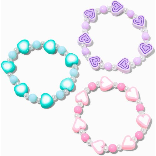 Bracelets élastiques perlés cœur pastel Club - Lot de 3 - Claire's - Modalova