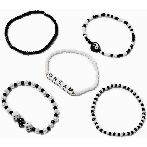 Bracelets élastiques perlés « Dream » et blancs - Lot de 5 - Claire's - Modalova