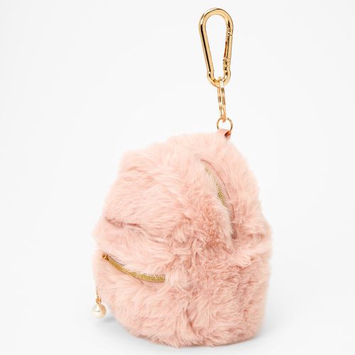 Porte-clés mini sac à dos pelucheux rose tendre - Claire's - Modalova