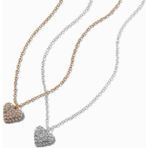 Collier à pendentif cœur bouffant pavé en métaux mixtes - Claire's - Modalova