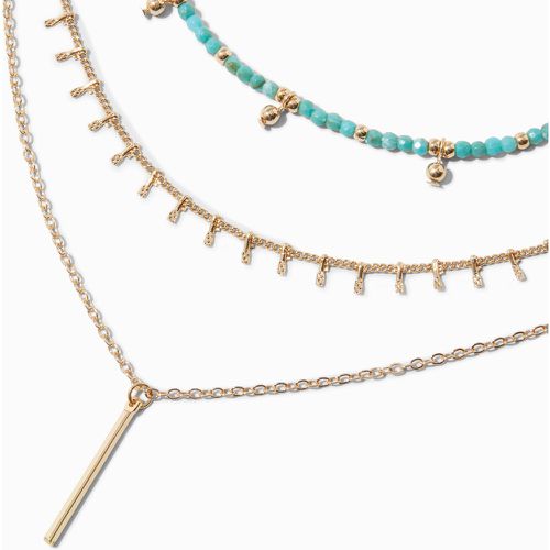 Collier multi-rangs perlé turquoise d'imitation pendentif bâtonnet couleur - Claire's - Modalova