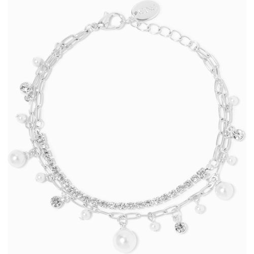 Bracelet de chaîne à maillons trombone couleur strass et perle d’imitation - Claire's - Modalova