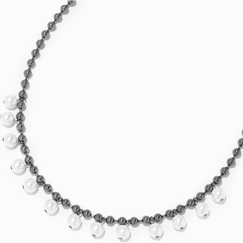Collier à breloques confettis perles d'imitation blanches couleur hématite - Claire's - Modalova