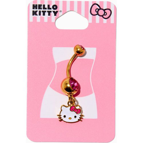 Claire's Barre pour piercing au nombril breloque visage strass 1,6 mm couleur dorée ® - Hello Kitty - Modalova