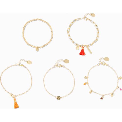 Bracelets de chaîne perlés couleur et pompon orange- Lot de 5 - Claire's - Modalova