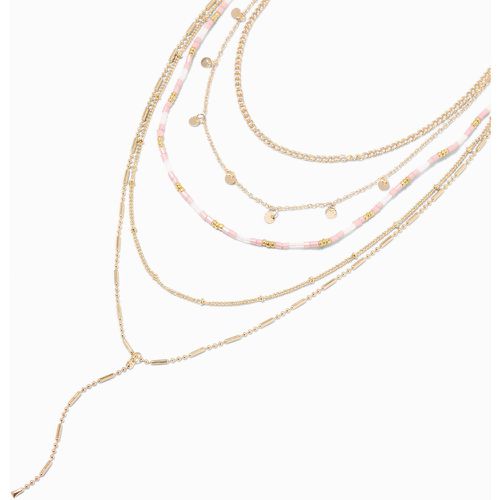 Collier en Y multi-rangs avec disques et perles de rocaille nude, et couleur dorée - Claire's - Modalova