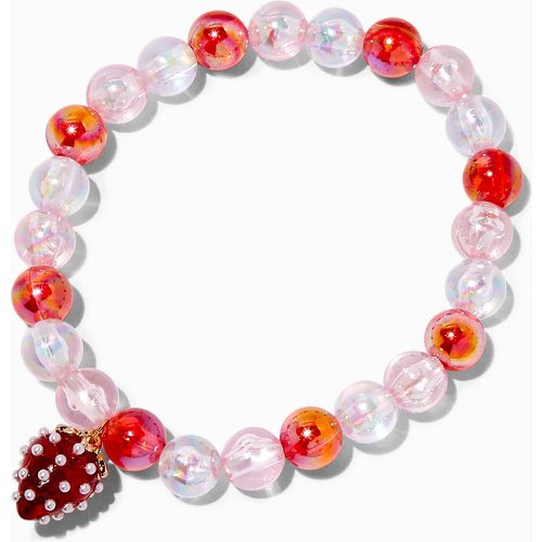 Bracelet élastique perlé fraise rouge et rose - Claire's - Modalova