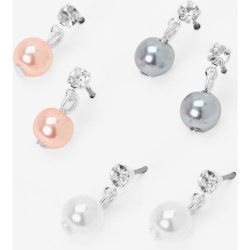 Pendantes perles d’imitation et strass 1,5 cm couleur argentée - Lot de 3 - Claire's - Modalova