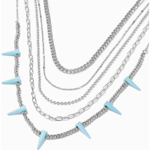 Collier multi-rangs en chaîne couleur argentée avec pointes clair - Claire's - Modalova