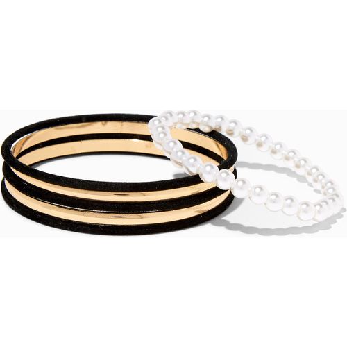 Bracelets fins bangle perles d’imitation couleur dorée et feutre - Lot de 6 - Claire's - Modalova