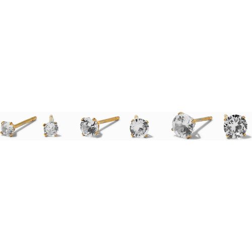 Clous d'oreilles en zircon cubique ronds en acier inoxydable couleur - Lot de 3 - Claire's - Modalova