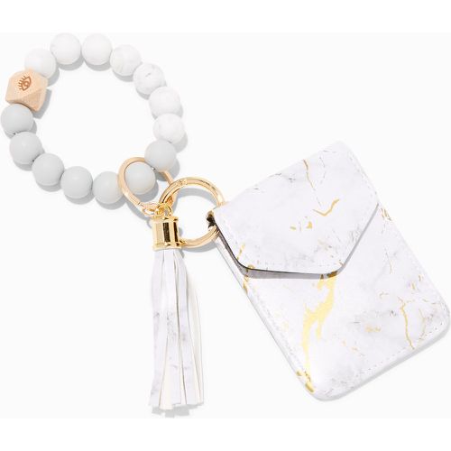 Bracelet perlé et couleur dorée avec mini porte-monnaie à pression effet marbré - Claire's - Modalova
