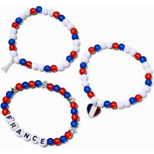Bracelets élastiques perlés bleu, blanc, 14 juillet - Lot de 3 - Claire's - Modalova