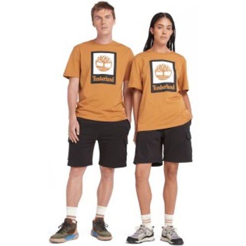 Unisex. TB0A5QS2P471 T-shirt unisexe avec logo vertical (XL), Casuel, Sport, Coton, Multisport, Manche courte - Timberland - Modalova