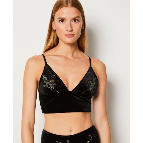 Crop top sans armatures en velours brodé - Magique - M - Etam - Modalova