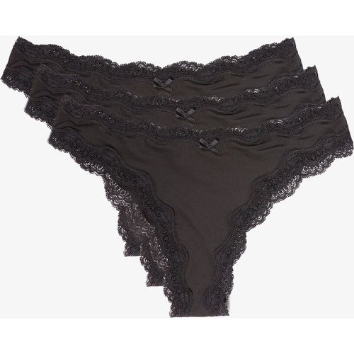 Lot de 3 tangas en microfibre et dentelle - Jim Micro - XS - Etam - Modalova