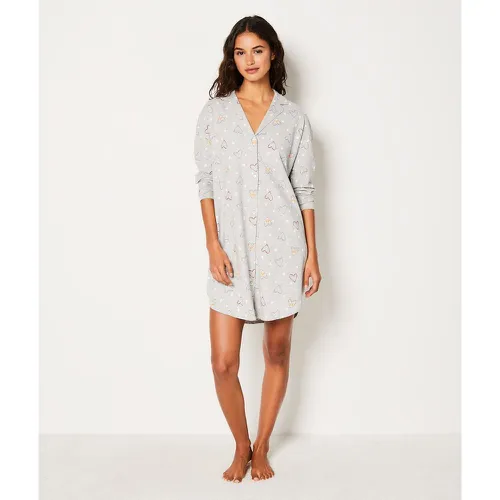 Chemise de nuit en coton à cœurs - Ginou - XS - Etam - Modalova