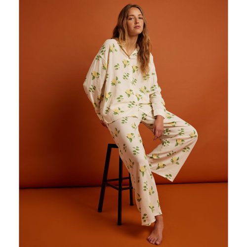 Pantalon de pyjama en lin imprimé citrons - Citron - XS - - Etam - Modalova