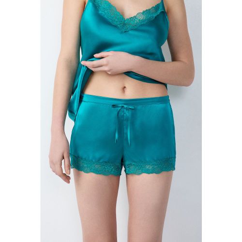 Short de pyjama en soie détail dentelle - Milky - XS - Etam - Modalova