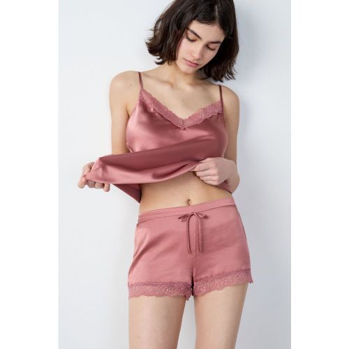 Short de pyjama en soie détails dentelle - Milky - XS - Etam - Modalova