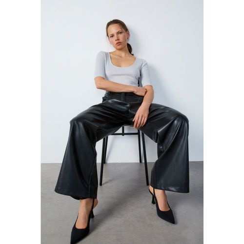 Pantalon coupe large en simili cuir - Olena - 38 - Etam - Modalova