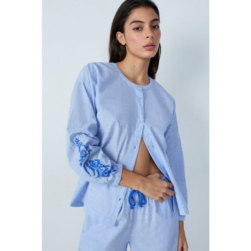 Chemise de pyjama en coton brodée à rayures - Idienn - S - Etam - Modalova