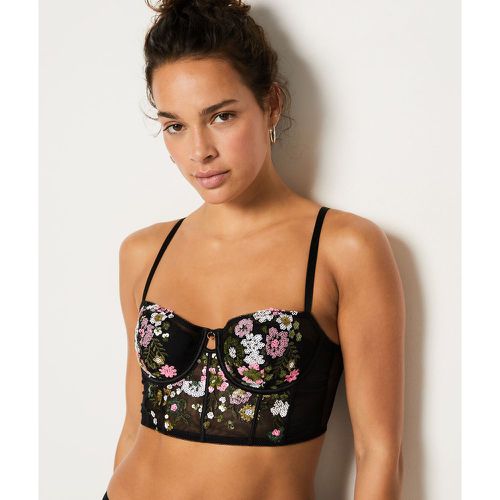 Soutien-gorge bustier coques fines brodé - Perle - 85B - Etam - Modalova