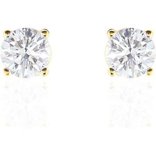 Boucles D'oreilles Puces 4 Griffes Or Diamant Synthetique - Histoire d'Or - Modalova